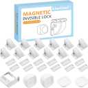 12 Pack Magnetic Cabinet Locks Baby Proofing - Child Safety Cabinet Latch Locks with Adhesive, No Drill or Tools Installation, for Cabinets Drawers Doors (White)