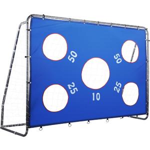 ZELUS Soccer Goal 8 x 5.6 ft, 2 in 1 Powder Coated Soccer Goal Frame with All Weather Net & Detachable Target Goal Net for improving Skills