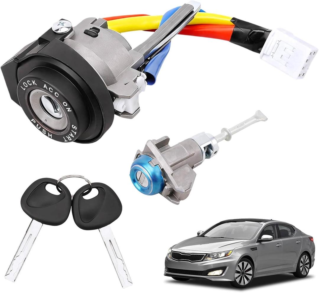 RAMATA 81900-1WK00 Ignition Lock Cylinder Start Switch with Keys, Left Driver Side Door Lock Cylinder, Compatible with 2011 2012 2013 2014 2015 Kia Optima 2013 2014 2015 2016 2017 Kia Rio