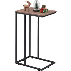 WLIVE C Shaped End Table, Small Side Tables for Sofa and Bed, Couch Table That Slides Under for Living Room, Bedroom, Home Office, Small Spaces (Brown)