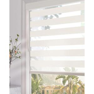 Persilux Zebra Blinds Dual Layer Roller Sheer Shades (32" W X 72" H, Beige) Room Darkeing Light Filtering Privacy Protection Day and Night Roller Window Shades for Home and Office (02. Beige)