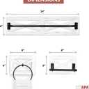Ilyapa Rustic Towel Bar Toilet Paper Holder Set with Towel Ring for Bathroom- Wall Mounted Racks - White Wood & Black Metal Bar, Farmhouse Decor