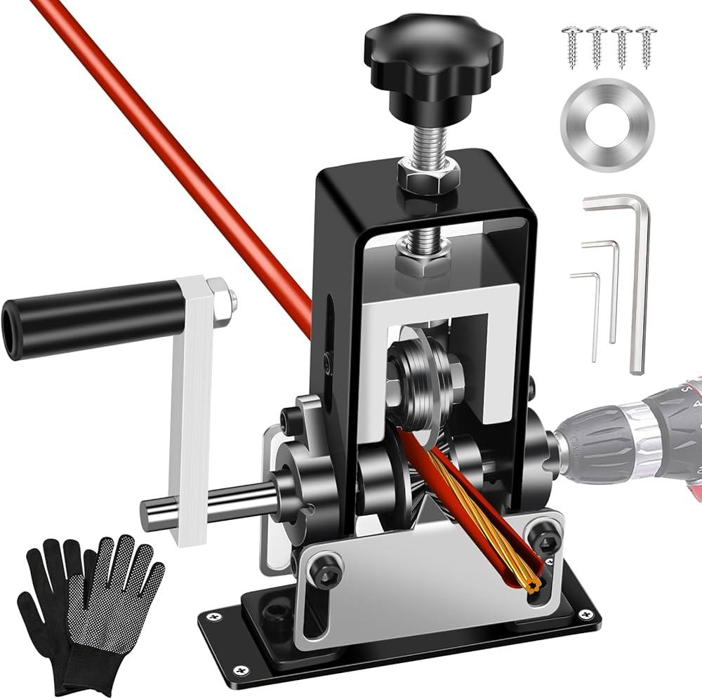 Manual Wire Stripping Machine, 2 IN 1 Drill-Powered/Hand Crank Wire Peeler Machine, For 0.06"-1"(1.5~25 mm) Scrap Copper, Wire Stripping Tool for DIY Cable Copper Recycling(Black)