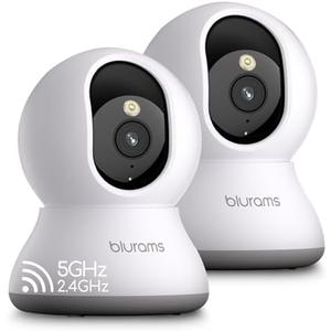 blurams Cameras for Home Security, 2K Pet Camera with Phone App, 360° PTZ Indoor Cameras, 2-Way Talk, Motion Tracking, Color/IR Night Vision, Cloud&SD, Works with Alexa (2Pack, 5GHz/2.4GHz Dual-Band)