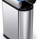 simplehuman 40 Liter / 10.6 Gallon Dual Compartment Butterfly Lid Kitchen Recycling Step Trash Can, Brushed Stainless Steel