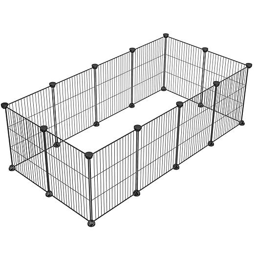 LURIVA DIY Small Animal Playpen, Pet Playpen, Guinea Pig Cages, Rabbit Playpen, Dog Puppy Playpen, Indoor Metal Wire Yard Fence, 15 X 12 Inch, 12 Panels, Black