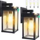 2 Pack Solar Wall Lights Outdoor Waterproof with 3 Lighting Modes & Motion Sensor, Dusk to Dawn Exterior Porch Light fixtures, Solar Wall Lantern Fixture for Garage Porch Yard Front Door