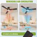 Ceiling Fans with Lights, 42" Modern Low Profile Ceiling Fan with Light and Remote Control, 3CCT, 6 Speeds Reversible DC Motor, Noiseless, Black LED Ceiling Fan for Bedroom, Living, Indoor/Outdoor Use