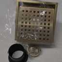 6 Inch Square Shower Floor Drain Brushed Brass with Flange,SUS304 Stainless Steel Gold Shower Drain Cover with Quadrato Pattern Grate Removable Hair Strainer,98738BG6-S.