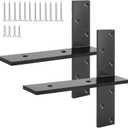 2 Pack Free Hanging T Shelf Bracket, 18"Lx2-1/2"W Granite Countertop Support Bracket, 3/8"Thick Solid Heavy Duty Steel Knee Wall Hidden Brackets, Floating Wall Mounted Computer Desk DIY Project