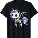Kawaii Skeleton Unicorn Halloween, Unicorn with Wings T-Shirt, L