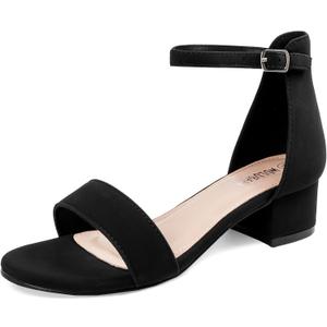 Wulubaba Girls Dress Shoes Low Heel Flower Girl Sandals | Open Toe, Ankle Strap, Wedding Party, Little And Big Girls (Black)