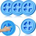 4 Pieces 5 Gallon Bucket Lids, 12inch Leak-proof Plastic Seal Screw Top Airtight Lid, Reusable Drum & Pail Lid for Pet Food Storage, Home Paint Storage and Industrial Storage Buckets-Blue