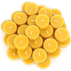 36 Packs Beeswax Tealight Candles- 4 Hour Burn Time Beeswax Candles Burn Evenly and Clean Bees Wax Candles Bulk Smokeless Beeswax Tea Lights for Relaxing Air Purification