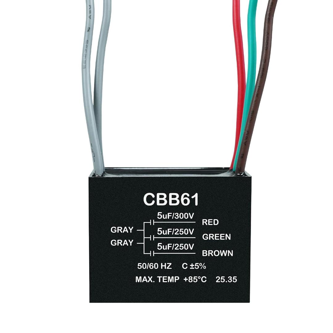 YukiHalu Ceiling Fan Capacitor CBB61 5+5+5uF 250V 5-Wires, Compatible with New Harbor Breeze Hunter and Others Fans