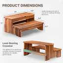 TINAMO 25" Long Step Stool for Adult & Kid - Acacia Wood Two Step Stool 500 Lbs - Wooden Riser 2-Step Spa & Hot Tub Stairs for Pool - Heavy Duty 2 Step Stools for Bed, Kitchen,Outdoor (Patent Pending)