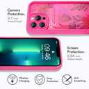 MOWIME Compatible with iPhone 13 Pro Case with Card Holder, Floral Flower Shockproof Soft TPU Protective Cover Women Girls, Anti Scratch Wallet Case for iPhone 13 Pro 6.1 Inch, Hot Pink