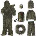 Seeutek 5 in 1 Ghillie Suit - 3D Camouflage Hunting Suits - Jacket, Pants, Hood, Carry Bag for Adults & Youth, M/L/XL/XXL