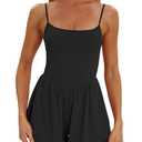 Beaully Women's Summer One Piece Sleeveless Rompers Spaghetti Strap Double Lined Shorts Overalls Jumpsuit 6110 Black M