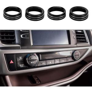 4 Pcs AC Air Conditioner Heater 4WD Control Switch Knob Cover Ring Compatible for Toyota Tacoma 2016-2023, Sturdy Aluminum Alloy Black
