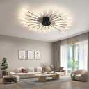 Ceiling Light Modern Flower Shape Ceiling Lamp for Dining Room Kitchen Hallway Flush Mount Metal Acrylic Sputnik Firework Petal LED Lighting Fixture (Matte Black, 28 Lights)