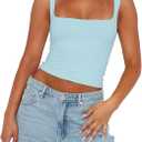 Chifeey Womens Sexy Crop Top Summer 2025 Square Neck Sleeveless Double Layer Going Out Tank Tops M 