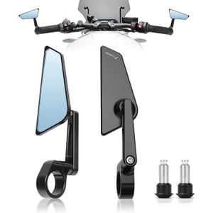 Motorcycle Bar End Mirrors 7/8" 22mm Handlebar Mirror CNC Aluminum Universal Rear View Side Mirror Fit for Ninja Z900 Honda Grom Yamaha Suzuki Ducati Cruiser Most Motorcycle Scooter Sports Bike