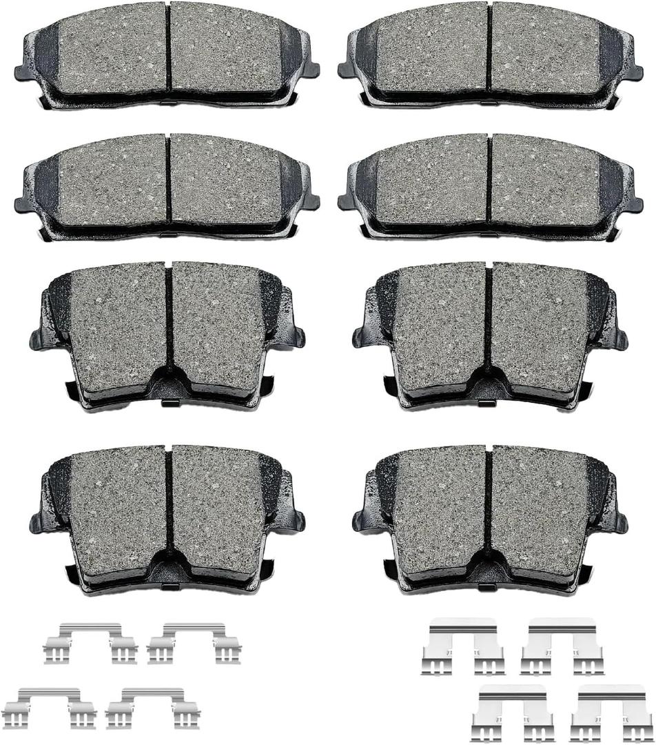 D1056 D1057 Front Rear Ceramic Brake Pads With Clips Fit For 2005-2020 CHRYSLER 300,For 2009-2018 DODGE CHALLENGER,For 2006-2017 DODGE CHARGER,For 2005-2008 DODGE MAGNUM (8 pcs)