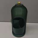 GAXmi Makeup Brush Holder with Lid Cosmetic Tools Organizer 360 Rotating Waterproof Dustproof Beauty Brushes Storage for Vanity, All Green