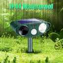 Upgraded Solar Animal Repellent, 1Pcs Ultrasonic Animal Repeller Outdoor Waterproof with Motion Sensor & Flashing Light Cat, Squirrel, Deer, Raccoon, Rabbit, Skunk, Coyote Deterrent for Yard, Garden