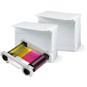 Evolis R6F003AAA Color Ribbon - YMCKOK - 200 Prints with Bodno Premium CR80 30 Mil Graphic Quality PVC Cards - Qty 200