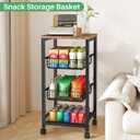 SNTD Fruit Basket Vegetable Stand for Kitchen Pantry, Pull Out Metal Wire Basket with Wood Top for Fruit Vegetable Onions Potatoes Snacks