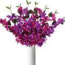 IPOPU 8PCS Bougainvillea Artificial Flowers 31.5" Fake Bougainvillea Silk Branches with Long Stem Faux Hanging Flowers Vines for Home Wedding Indoor Outdoor Garden Decor(Fuchsia Mixed)