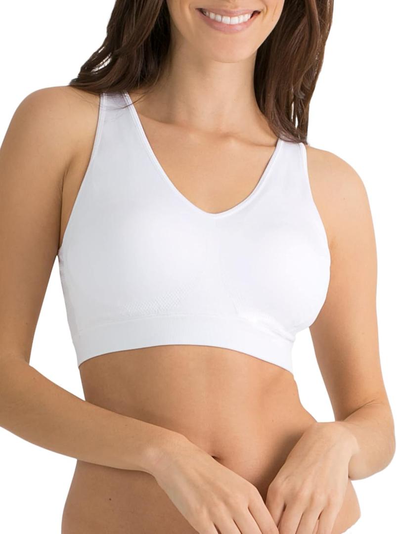 Fruit of the Loom Women's Seamless Pullover Bra Soft Stretch Fabric with Built-in Cups (White, XXL)