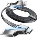 4-in-1 Long USB C Cable 60W 10FT Compatible with Lightning Cable [Fast Charging&Data Transfer] Flat Nylon Braided for iPhone iPad Charger Cord, Multi Charge Wire Combo with L/Type C/USB A Port