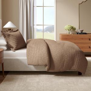 Great Bay Home 100% Natural Cotton Duvet Cover Set, King/California King Size - Honeycomb Waffle Brown Duvet Cover with Button Closure & 2 Pillow Shams - Boho Bedroom Decor (Clay)