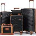 Luggage Sets 3 Piece, Hard Shell Carry on Suitcase with Spinner Wheels and TSA Lock, Travel Lightweight Luggage Set with YKK Zippers (Black, 5 piece sets（20/24/28/DB/TB)
