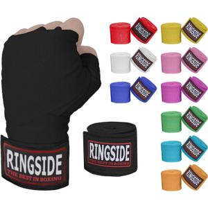 Ringside 180 Inch Mexican Style Boxing Hand Wraps (Black)