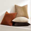 MIULEE Boho Farmhouse Throw Pillow Covers 18x18 Inch Set of 4 Rustic Mordern Neutral Cushion Covers Soft Corduroy Nordic Home Decor for Couch Bed Sofa Living Room Chocolate Brown/Rust