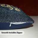 GFI Beaded Pillow Cover 14x14  Navy Gold Cushion Cover with Mini Paisley Design  Handcrafted by Indian Artisans  Elegant Home Dcor Accent for Christmas, New Year, Festivals