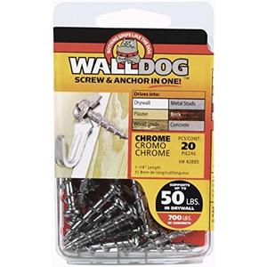 Hillman 3/16 in. Dia. x 1-1/4 in. L Chrome Pan Head Walldog Screw & Anchor 4 Pack