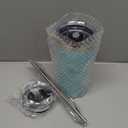 20 oz Tumbler with Handle and 2 Straw 2 Lid, Insulated Water Bottle Stainless Steel Vacuum Cup Reusable Travel Mug,Turquoise