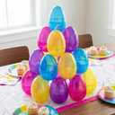 6 Pcs Large Easter Eggs Fillable, 6 Inch Colorful Jumbo Plastic Empty Egg Stand Upright for Easter Eggs Hunt Basket Stuffers Fillers Filling Treats Party Favor Classroom Prizes Supplies (Clear)