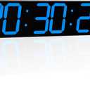 CHKOSDA 28.4''Large Digital Wall Clock,Automic Digital Clock with Alarm,Clendar and Termperature,Auto Time Sync with Easy Operation, Big Gym Timer with Countdown,Countup and Interval Workout(Blue)