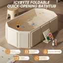 Foldable Kids Bathtub, Portable Baby Bathtub for Newborns to Toddlers, Collapsible Toddler Bath Tub for Shower & Travel, Infant Bath Tub with Non-Slip Base, Space Saving, White