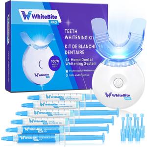 Whitebite Pro Teeth Whitening Kit for Sensitive Teeth | 4 Whitening Gels & 2 Remineralizing Gels | LED Light System for Fast Results | Professional Dental Grade | Enamel Safe