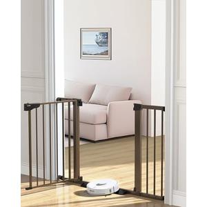 Amazon.com: Cumbor 29.7-46" Baby Gate for Stairs, Mom's Choice Awards Winner-Auto Close Dog Gate for the House, Easy Install Pressure Mounted Pet Gates for Doorways, Easy Walk Thru Wide Safety Gate for Dog, Brown : Baby