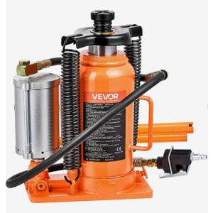 VEVOR Air Hydraulic Bottle Jack, 20 Ton (44092 lbs) Capacity, 260-495 mm Lifting Range, Pneumatic/Manual Heavy Duty Welded Bottle Jack with Pump for SUV, Pickup, Truck, RV, Car Auto Repair, Orange