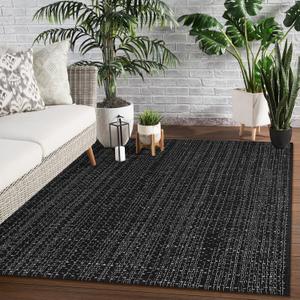 Seavish 4X6 Area Rug, Washable Kitchen Rug, Black and White Striped Outdoor Rug, Modern Cotton Woven Rugs, Farmhouse Decor Reversible Laundry Room Mat Small Accent Throw Rugs Front Porch Patio Mat