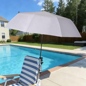 Beach Chair Umbrella with 360 Adjustable Clamp, 45in UPF 50+ Portable Folding Sun Shade for Outdoor Camping Wheelchair,Travel, Stroller, Patio, Golf Carts Plant Shade(Chair Not Included)